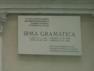 Irma Gramatica, spomen ploča