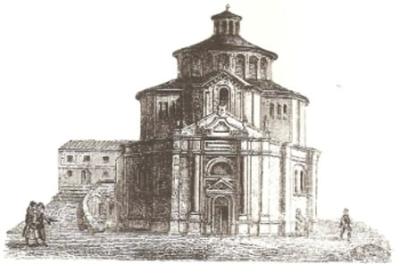 Crkva sv. Vida i sa lijeve strane ulaz u Isusovačku Gimnaziju u Rijeci