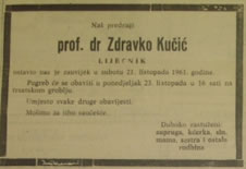 Osmrtnica Dr. Zdravko Kučić