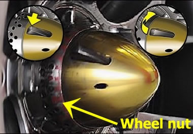 Ferrari wheel nut locking mechanism