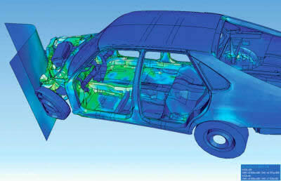 FEA visualization of SAAB crash test