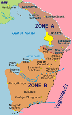 Slobodni teritorij Trsta, zona a i zona b