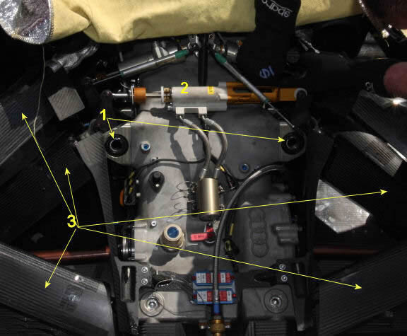 torsion bars rear verticaly mounted Audi R15, Sebring 2009